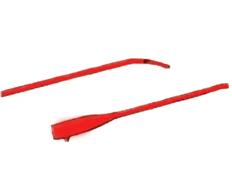 Red Rubber Coude Intermittent Catheter, 14 FR