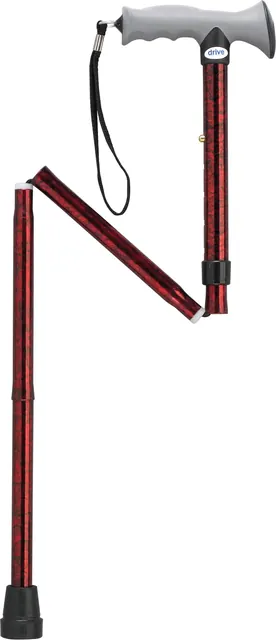 Adjustable Height Offset Handle Cane with Gel Hand Grip, Blue Crackle