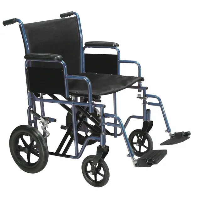 20" Bariatric Steel Transport Chair, blue
