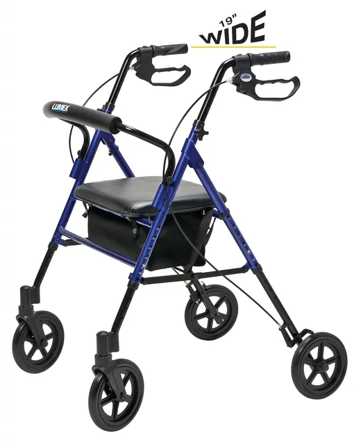 Set n’ Go Wide Height Adjustable Rollator - Blue